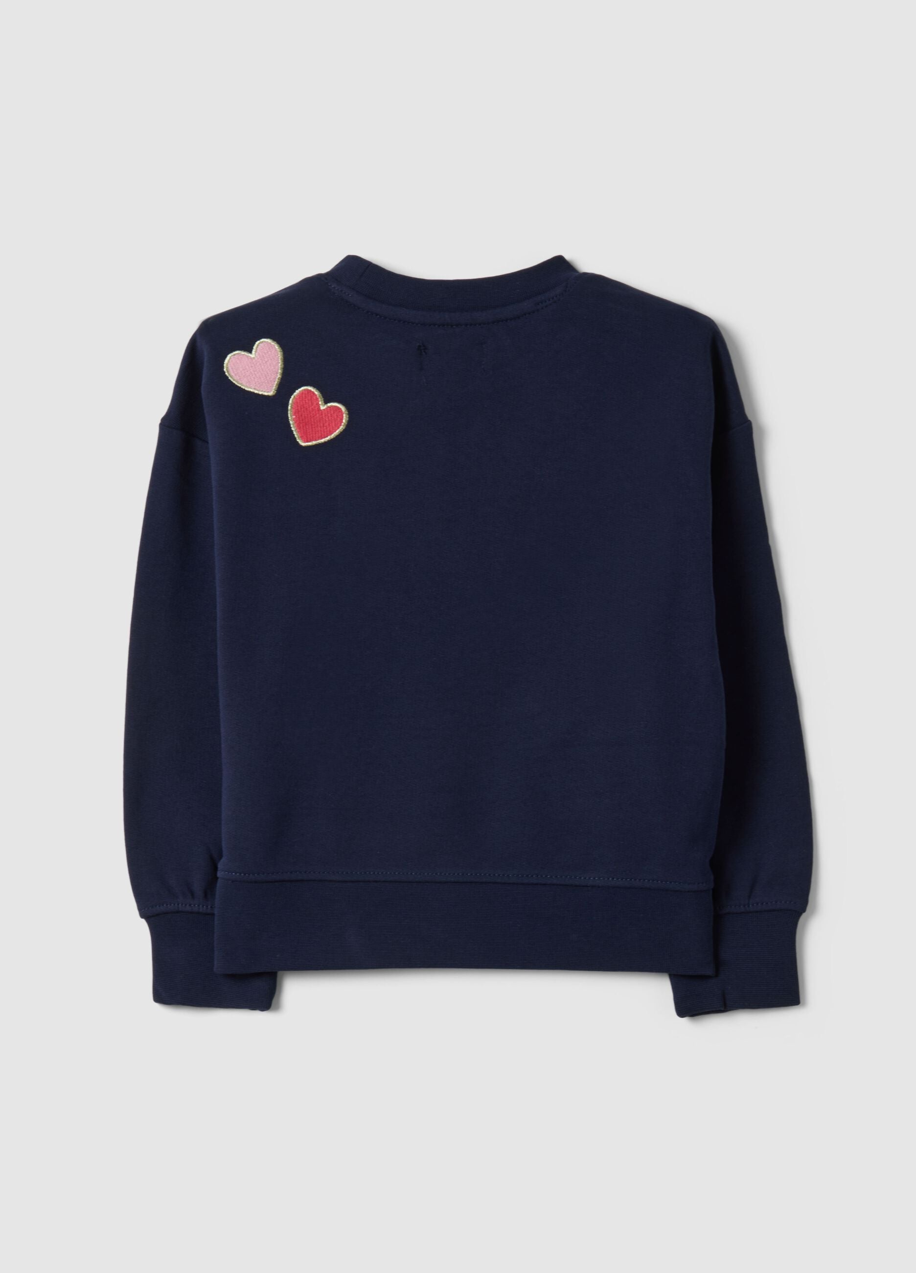Blue pure cotton regular fit sweatshirt with embroidery for girl