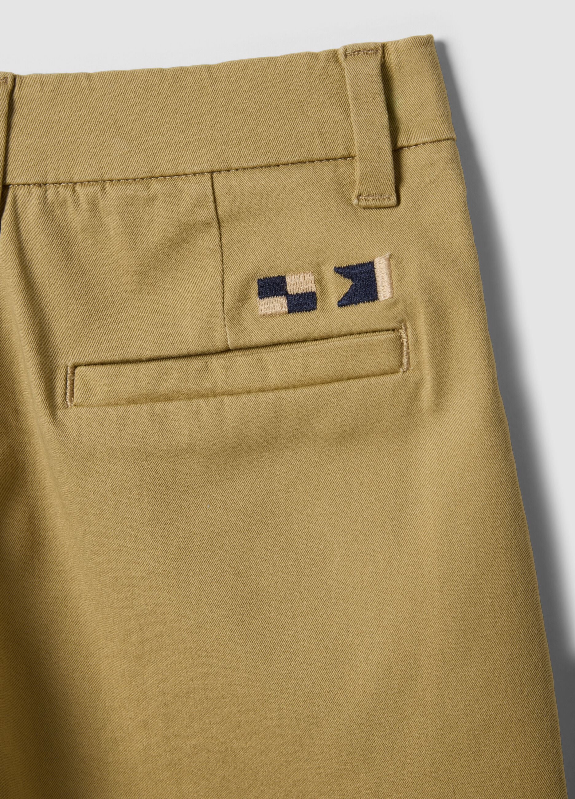 Beige stretch cotton chino shorts