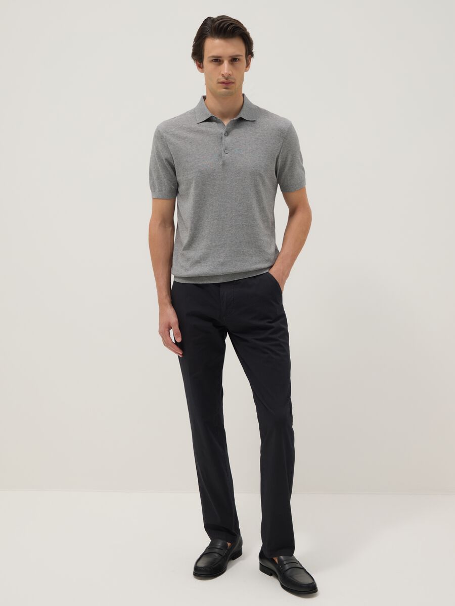 Grey pure cotton polo shirt regular fit_1
