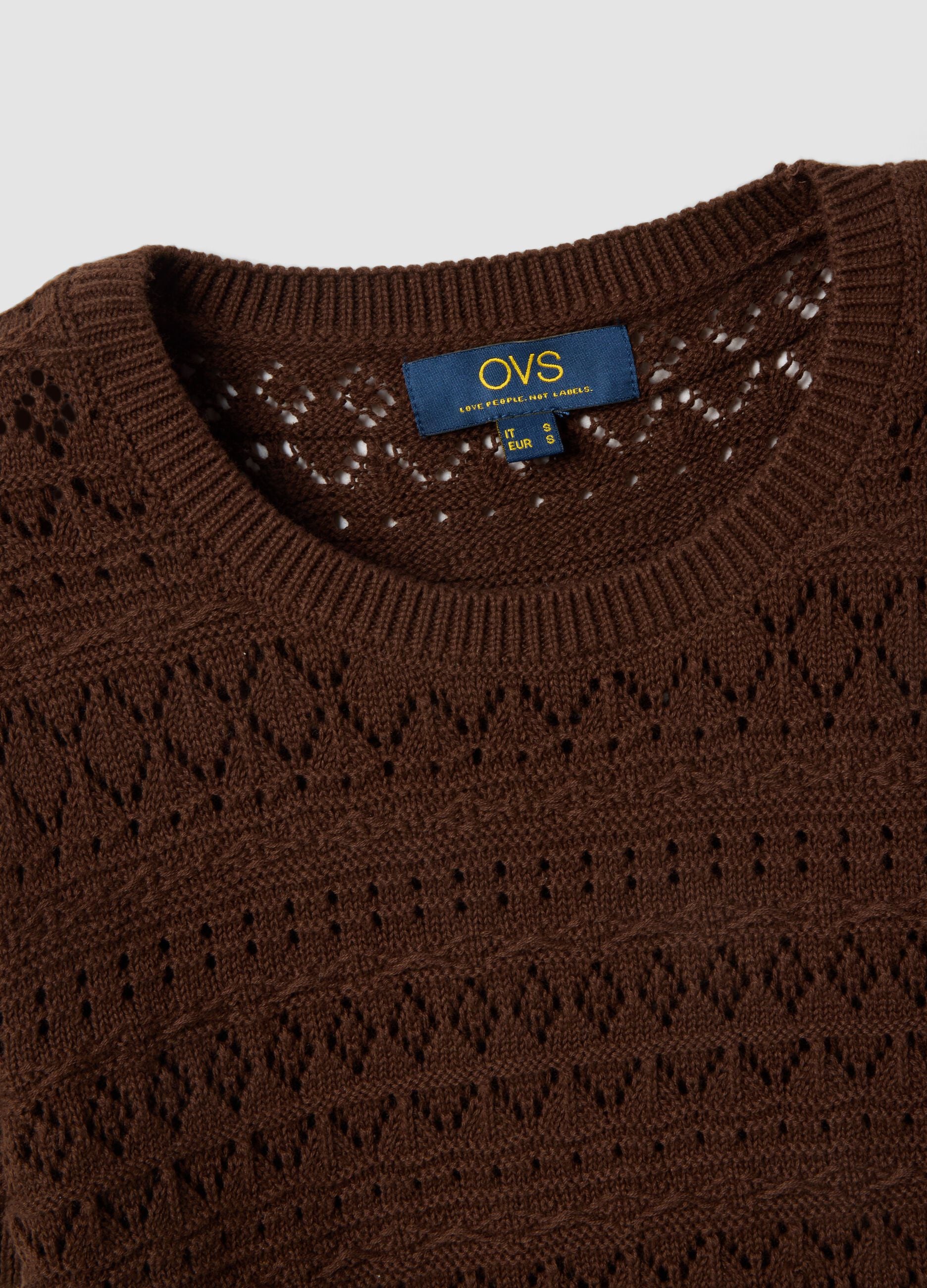 Brown pure cotton regular fit knitted shirt