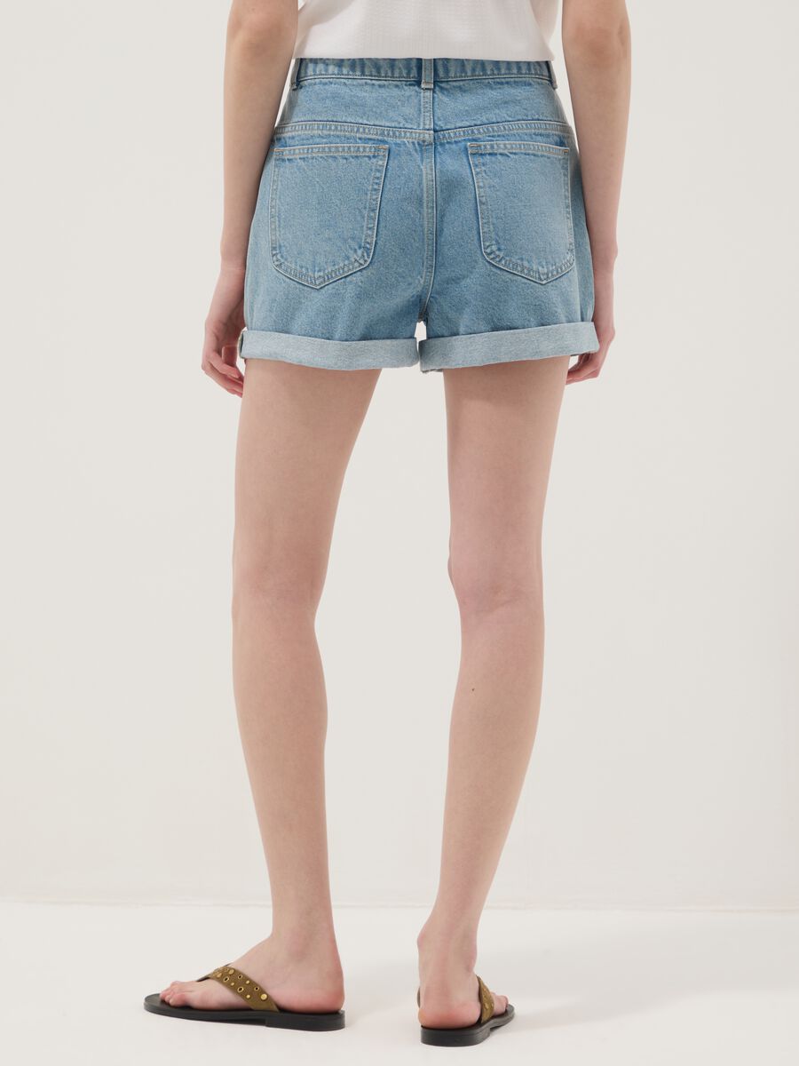 Light blue pure cotton denim shorts_2