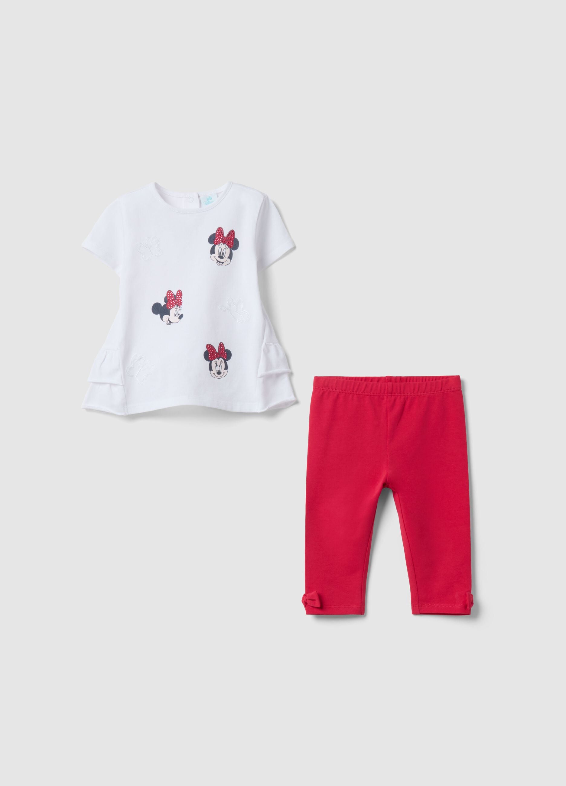 Disney Girls' Multicolour Stretch Cotton Top and Trousers Set