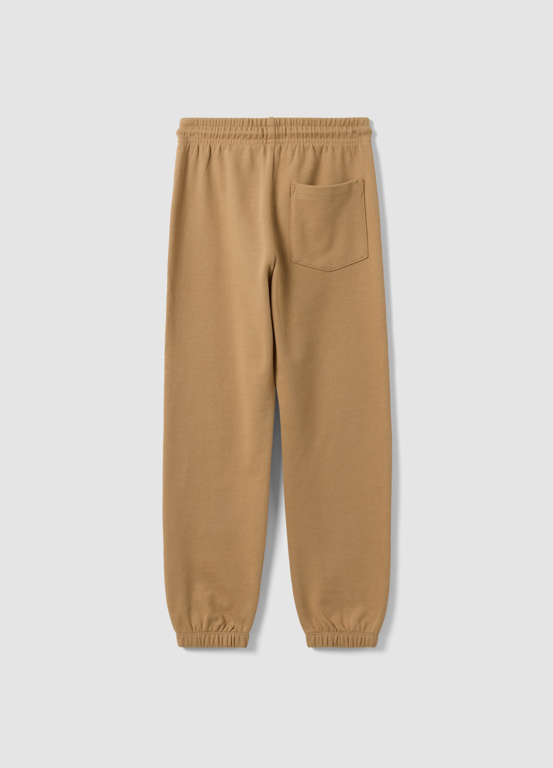 Beige regular-fit joggers in pure organic cotton for boys