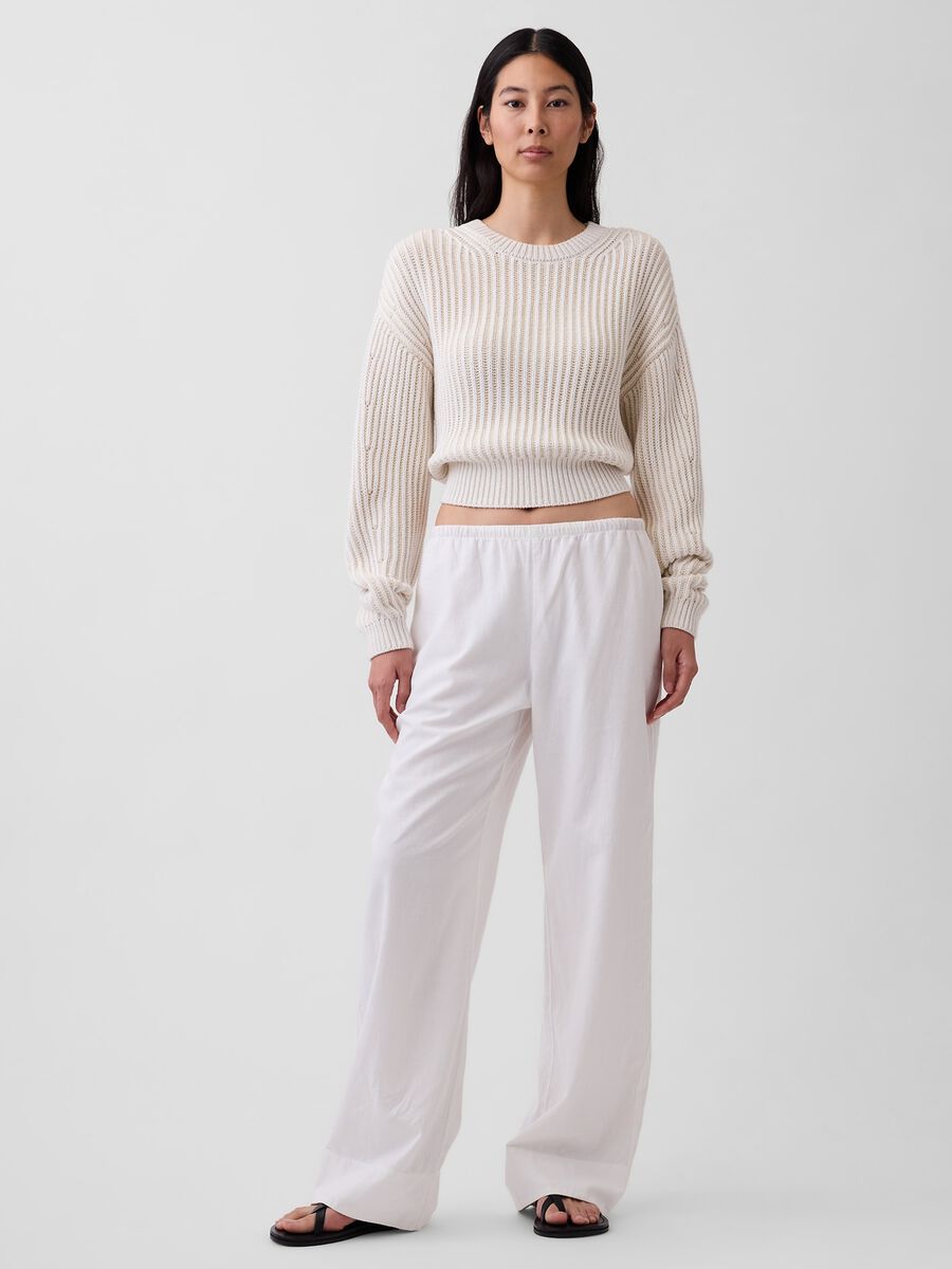 Pantaloni a palazzo in misto lino_4