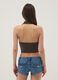 Brown halter-neck top in stretch fabric, regular fit_3