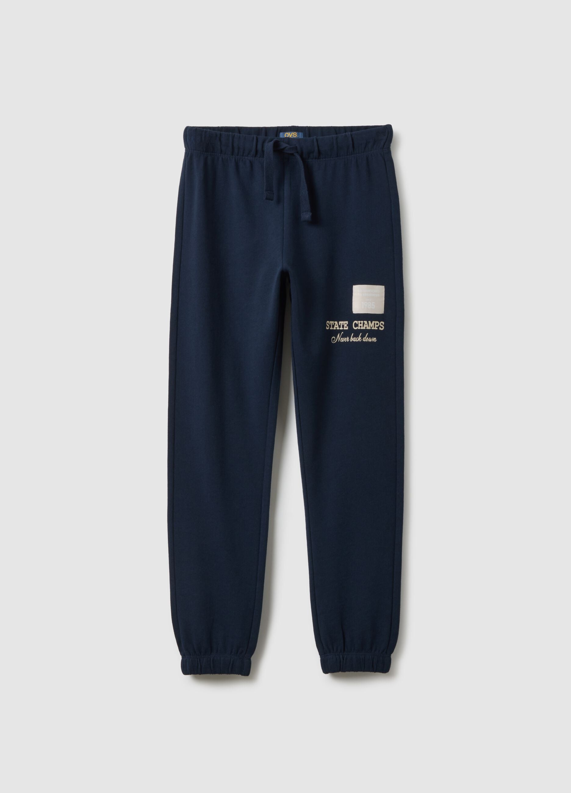 Boy's Blue Cotton Jogger Trousers Regular Fit