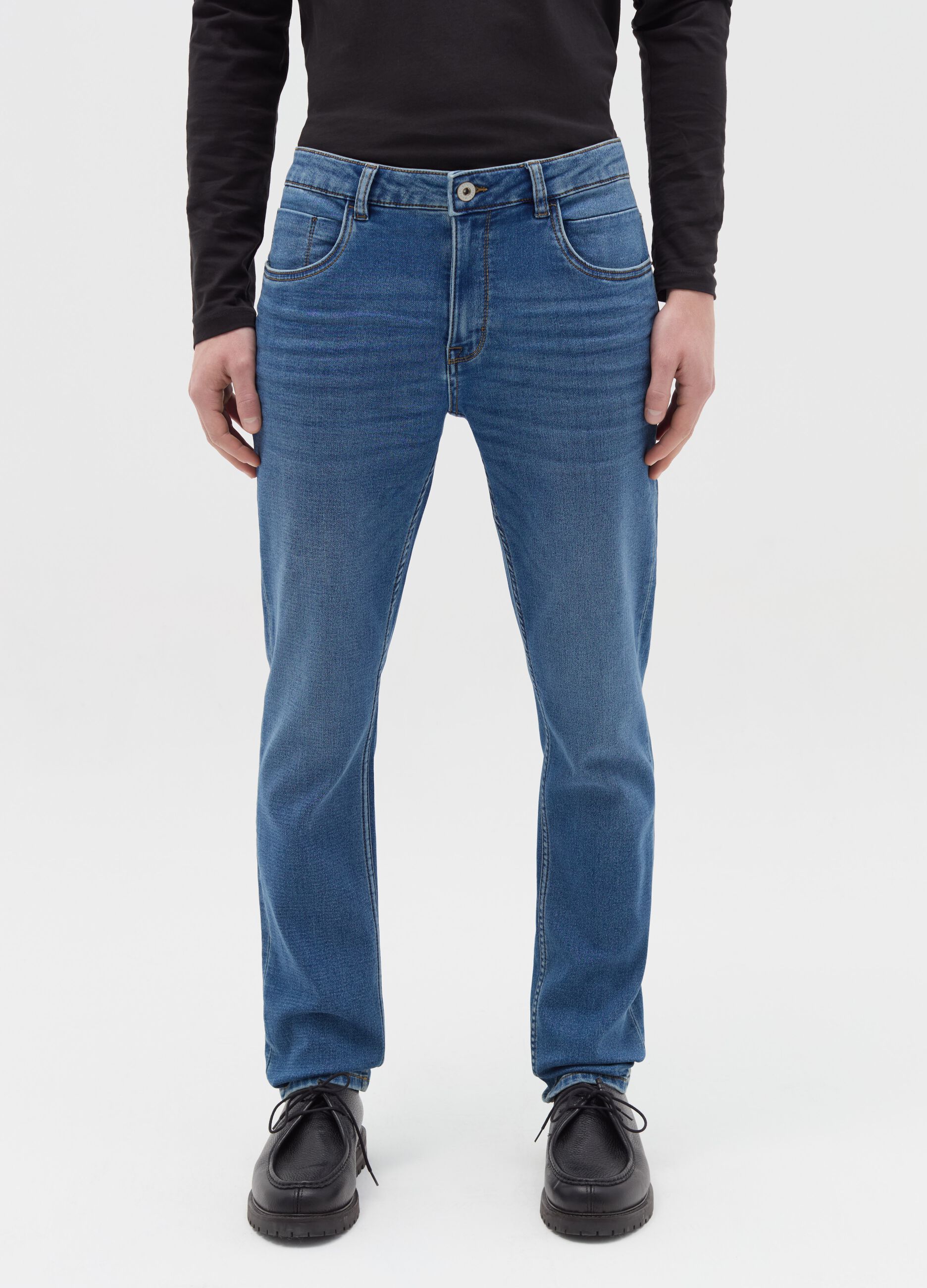 Skinny-fit jeans with fading