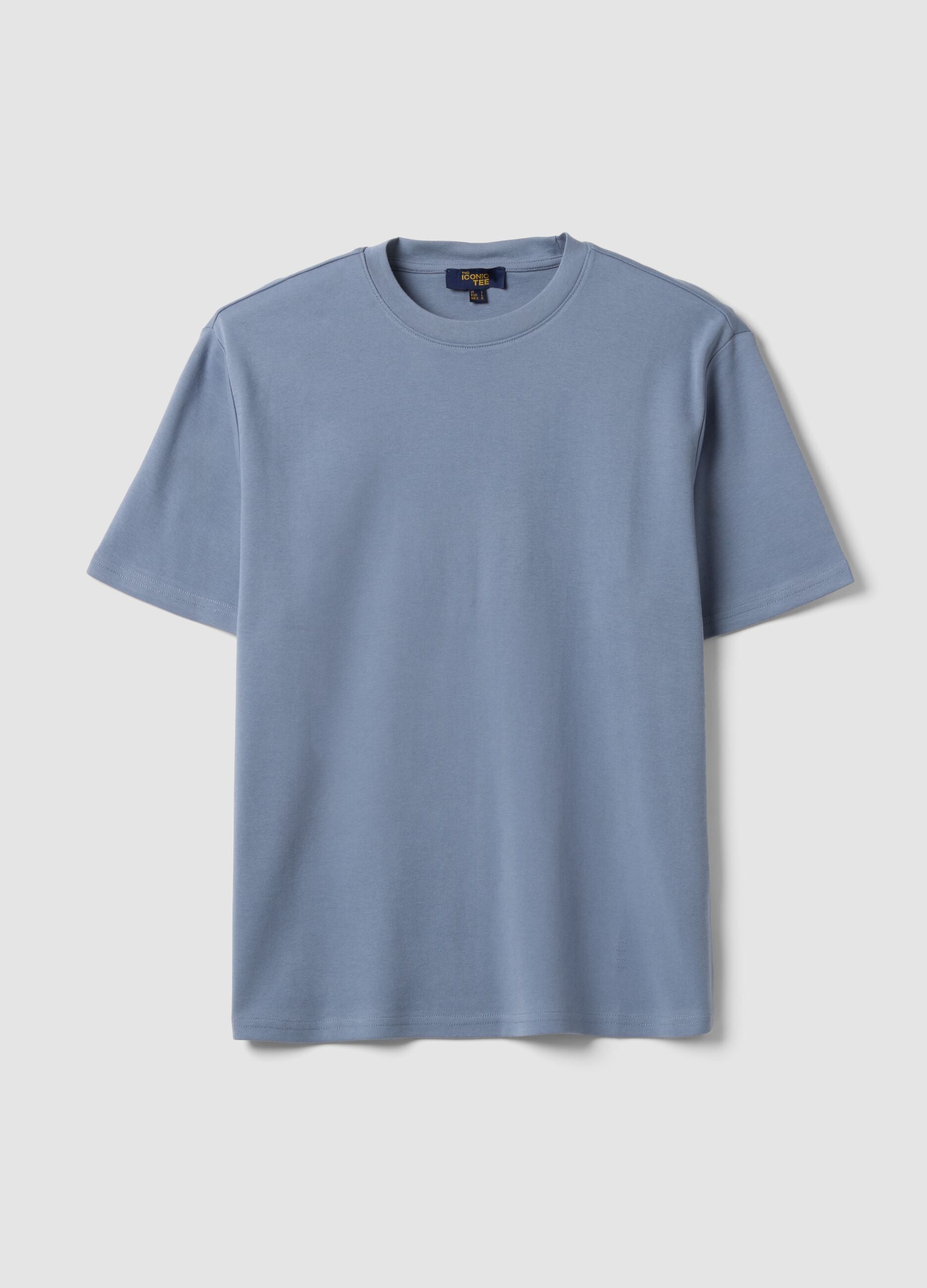 Blue pure cotton relaxed-fit short-sleeve T-shirt