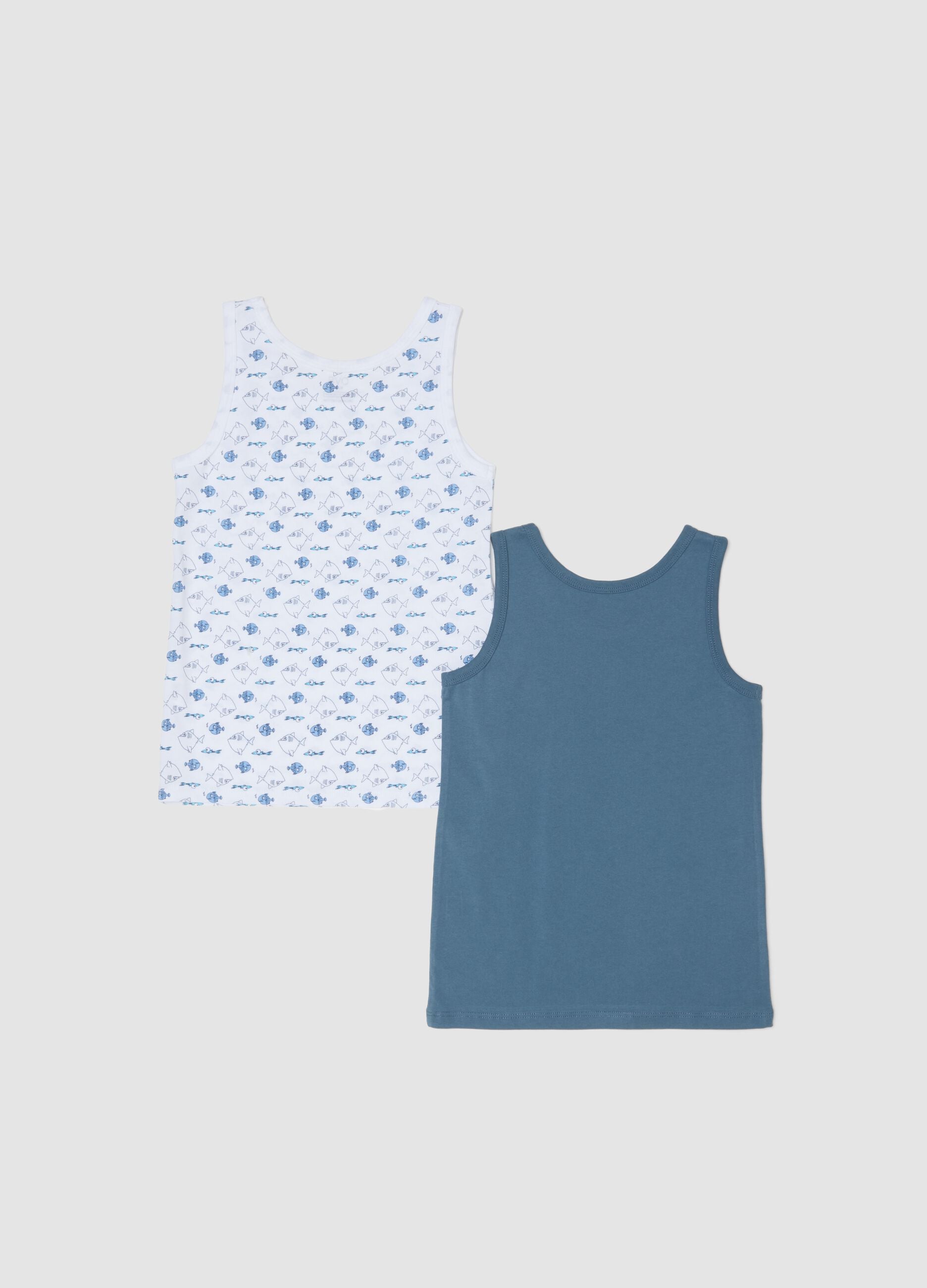 2-pack of boys&rsquo; multicolour pure cotton vests, regular fit