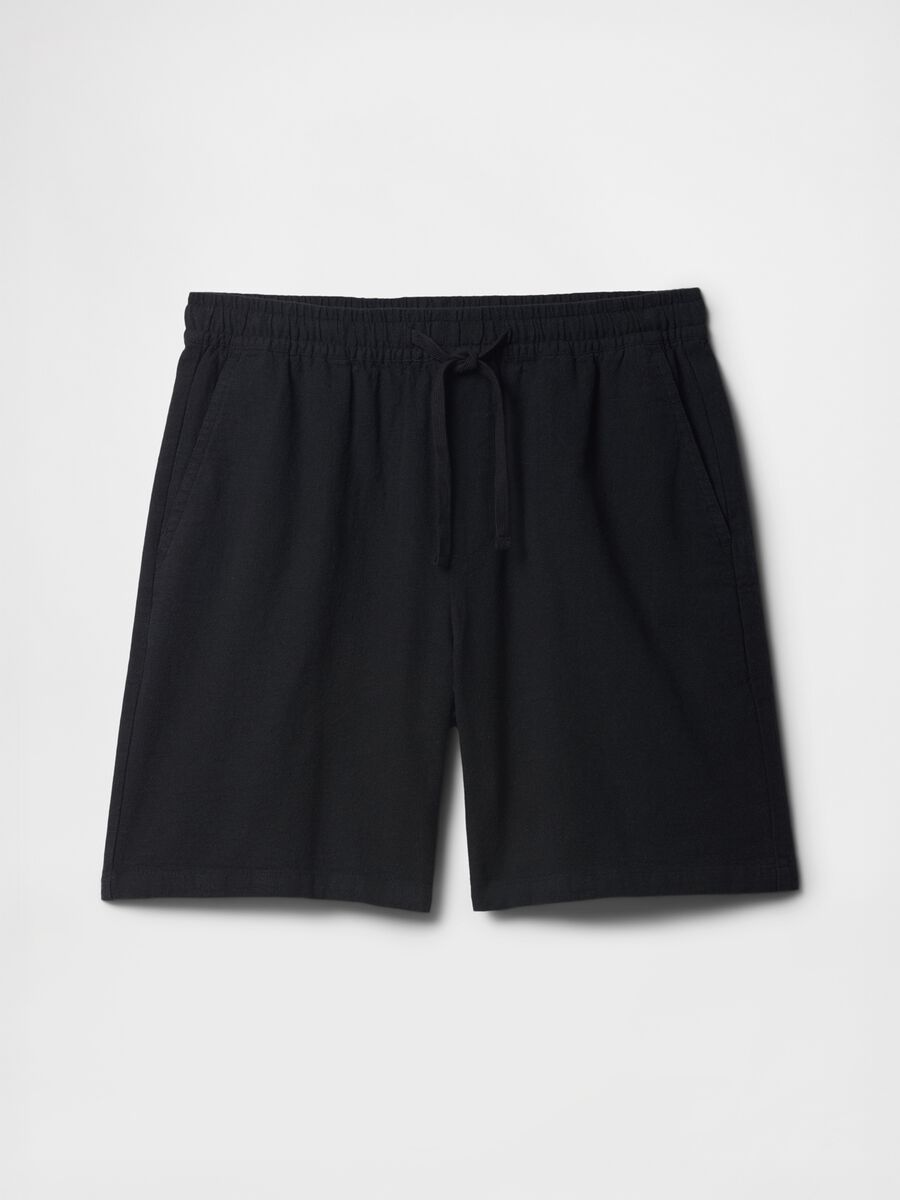 Cotton and linen blend shorts_3