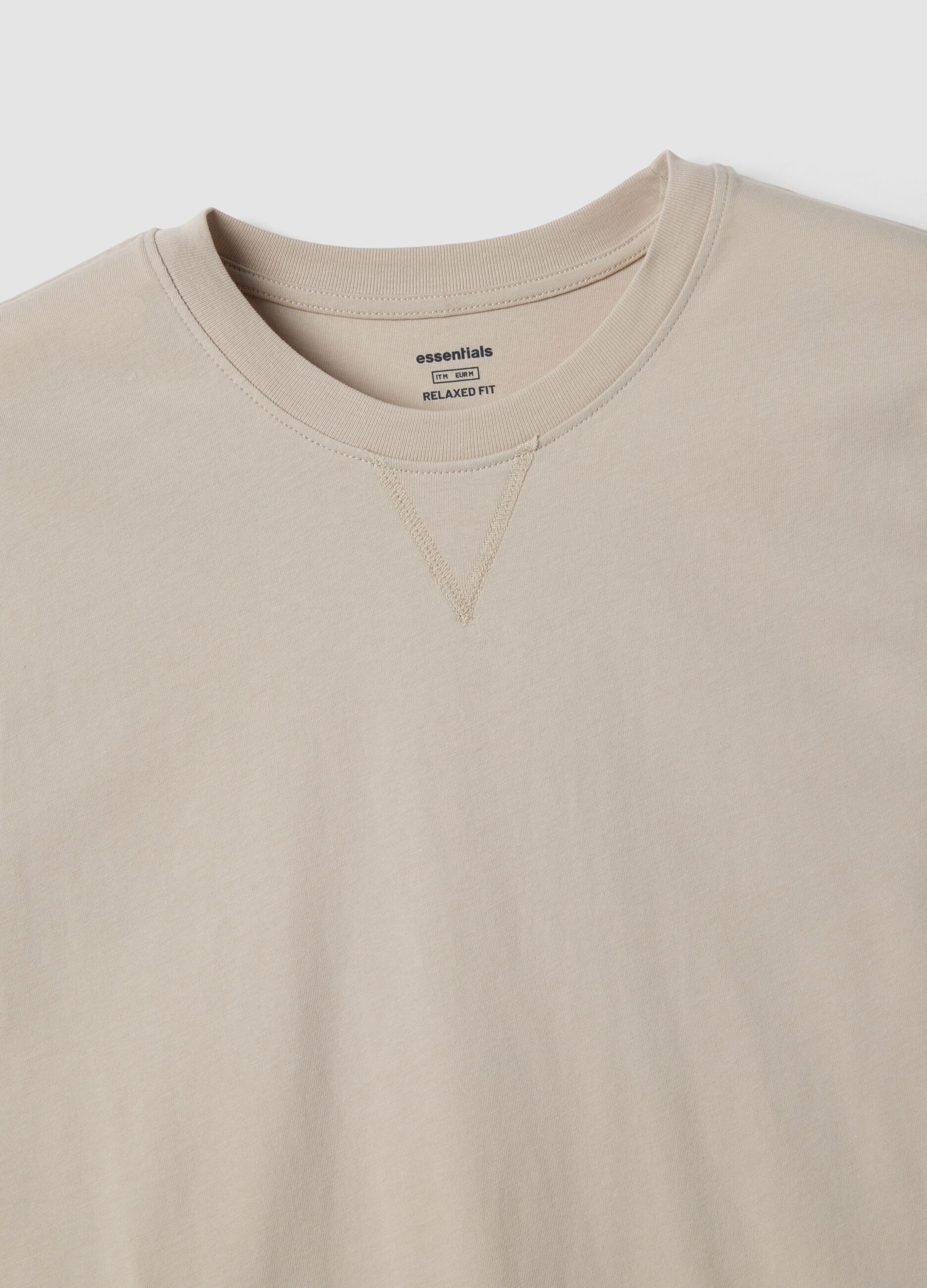 Grey crew-neck pure cotton vest, relaxed fit