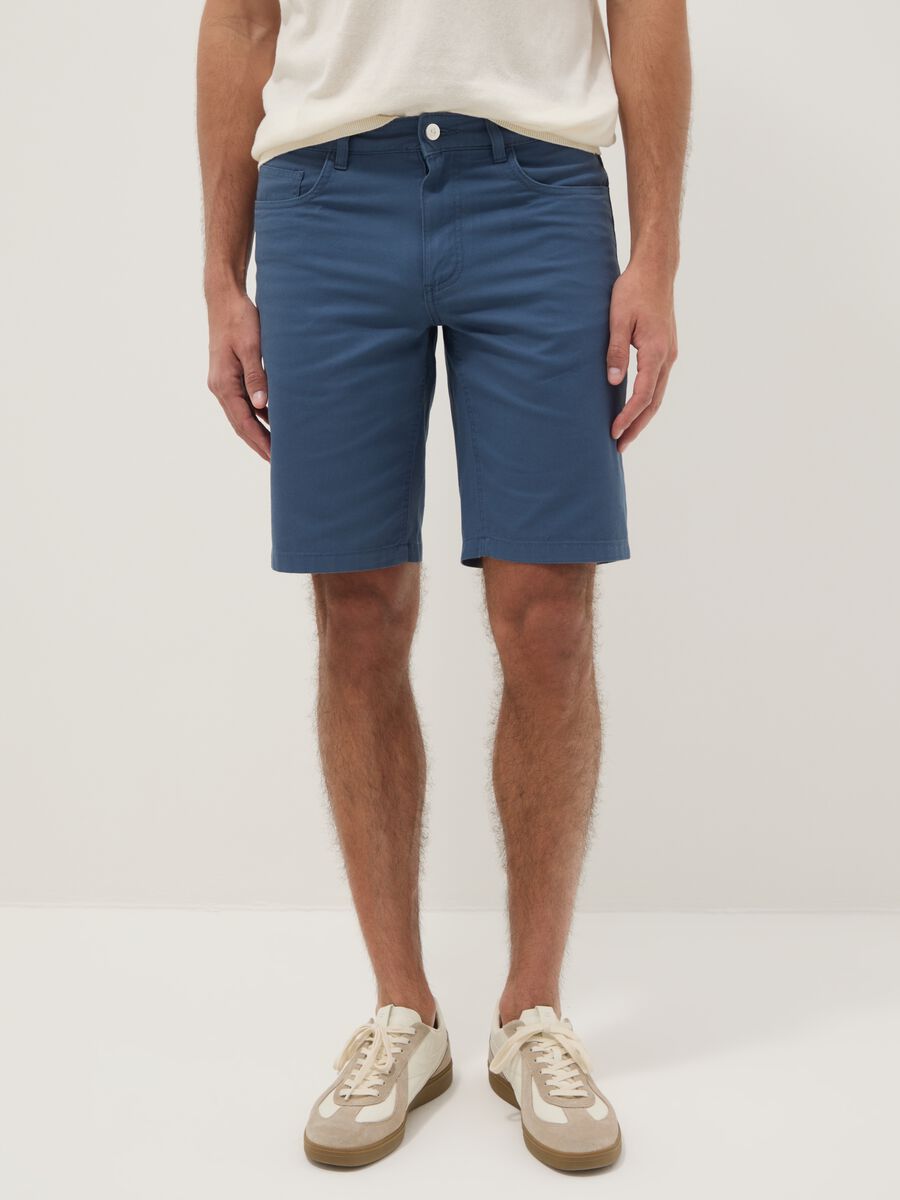 Shorts blu in puro cotone regular fit_1