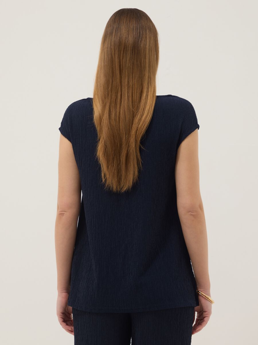 Blue regular fit sleeveless maternity T-shirt_2