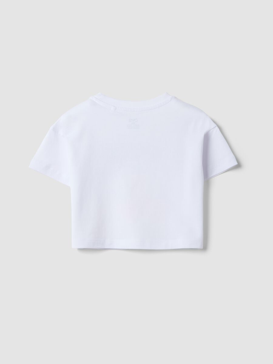 White pure cotton T-shirt with strawberry print for girls_1