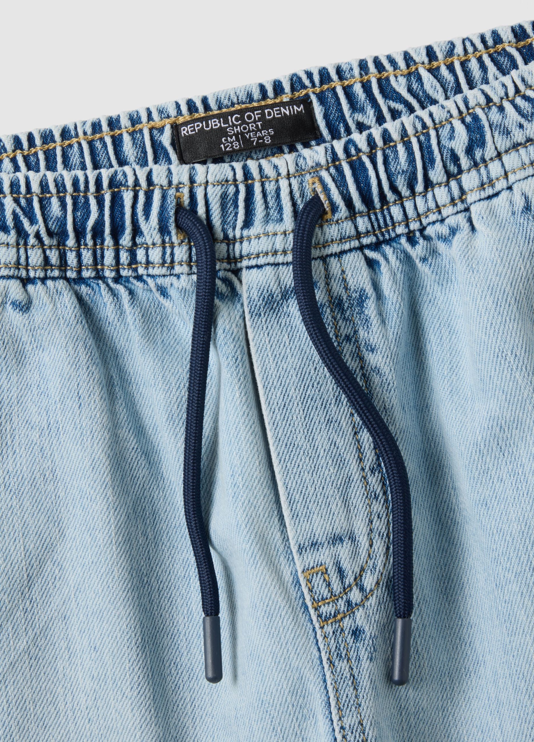 Children's wide leg pure cotton denim shorts in light blue
