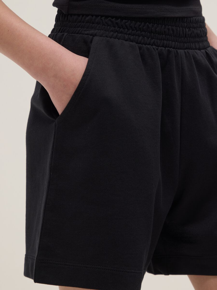Shorts in puro cotone nero da ragazza oversize fit_2