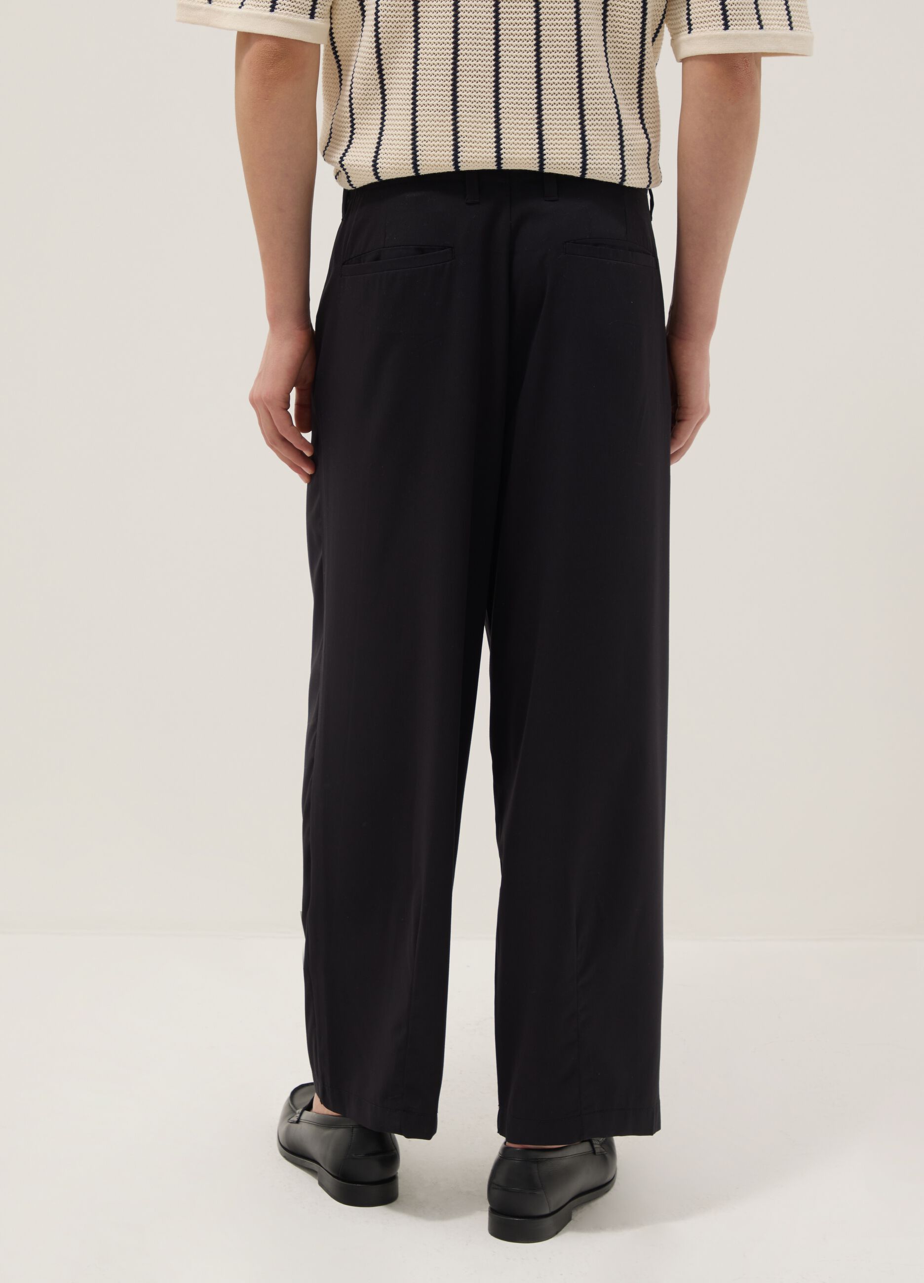 Black viscose stretch chino trousers regular fit