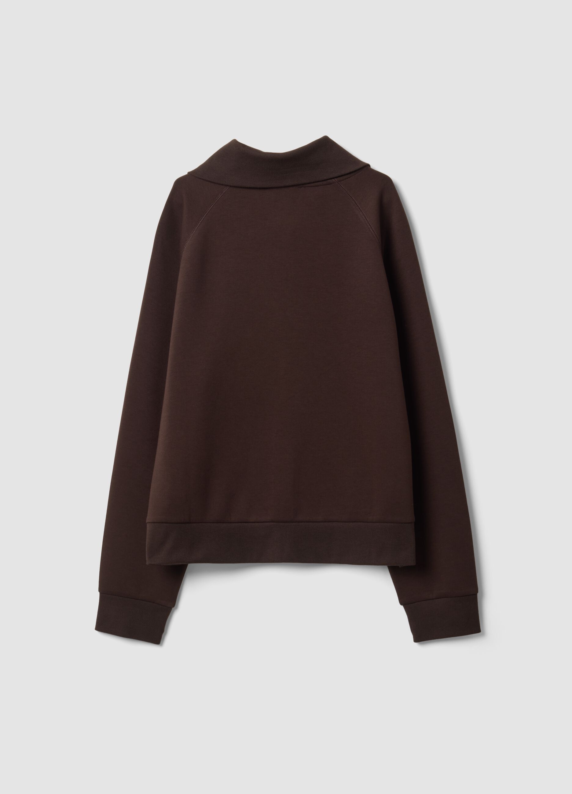 Brown stretch-viscose sweatshirt with regular-fit turtleneck