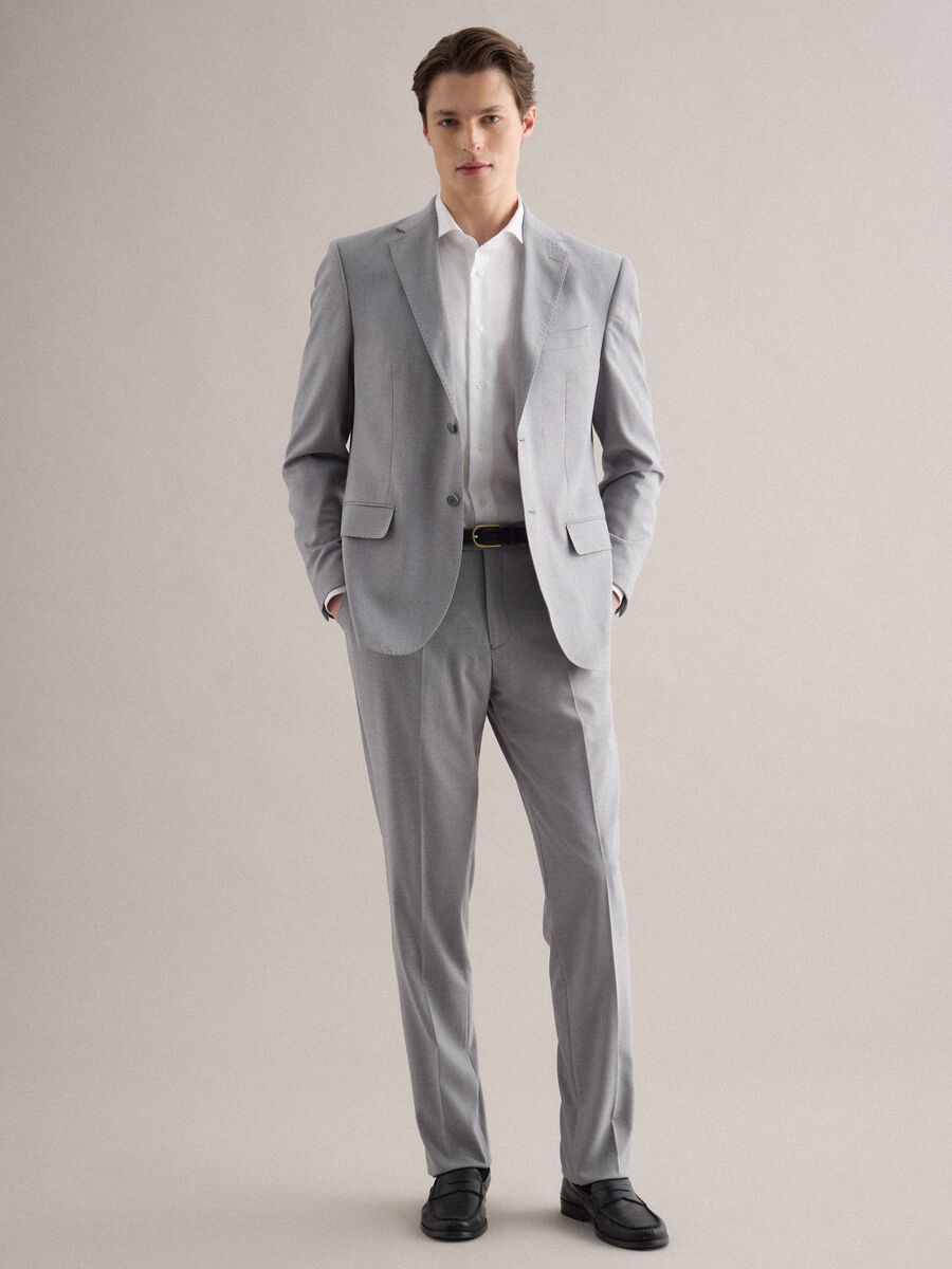 Blazer grigio monopetto con microquadri regular fit_2