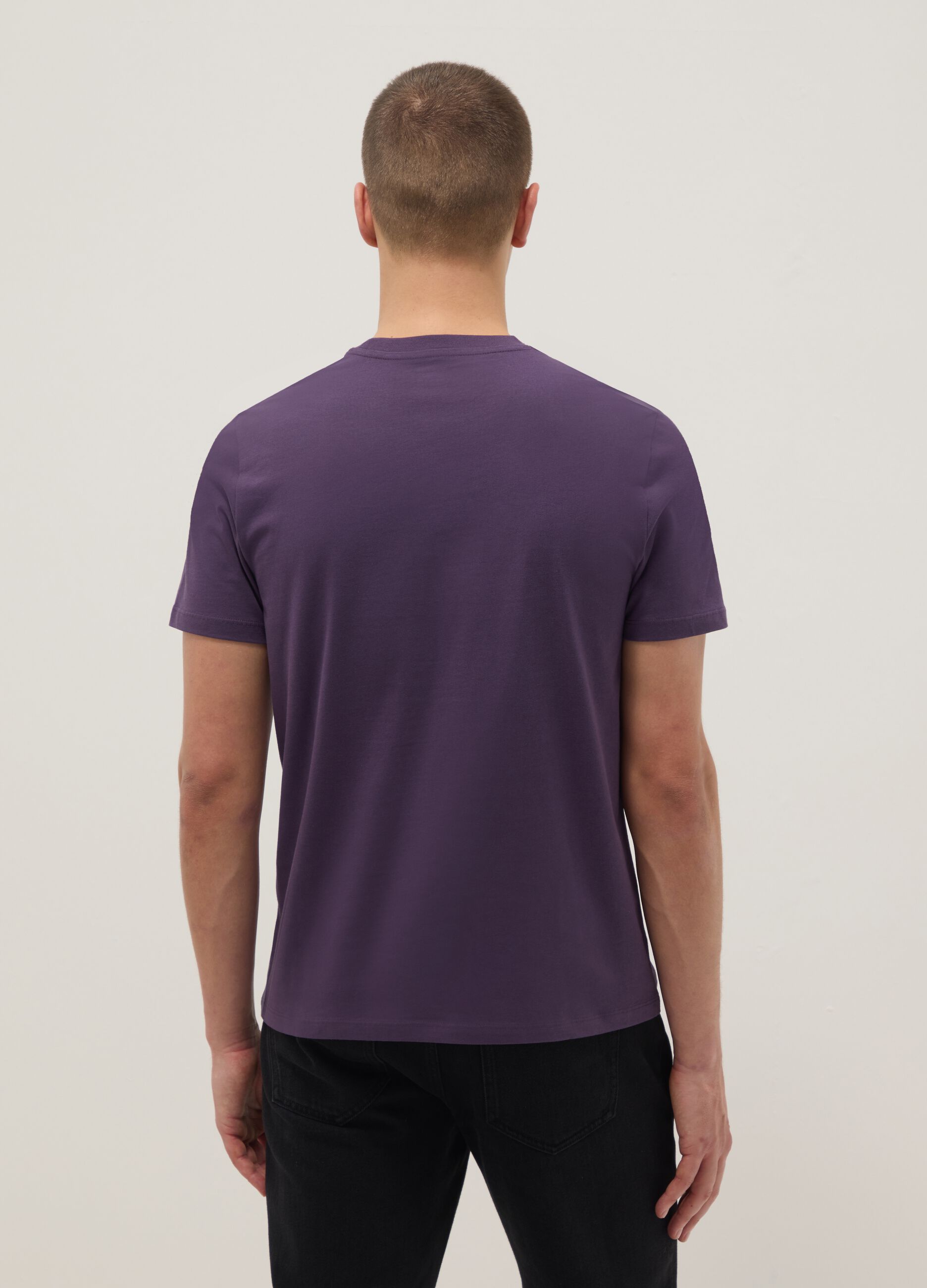Purple short sleeve pure cotton regular fit T-shirt