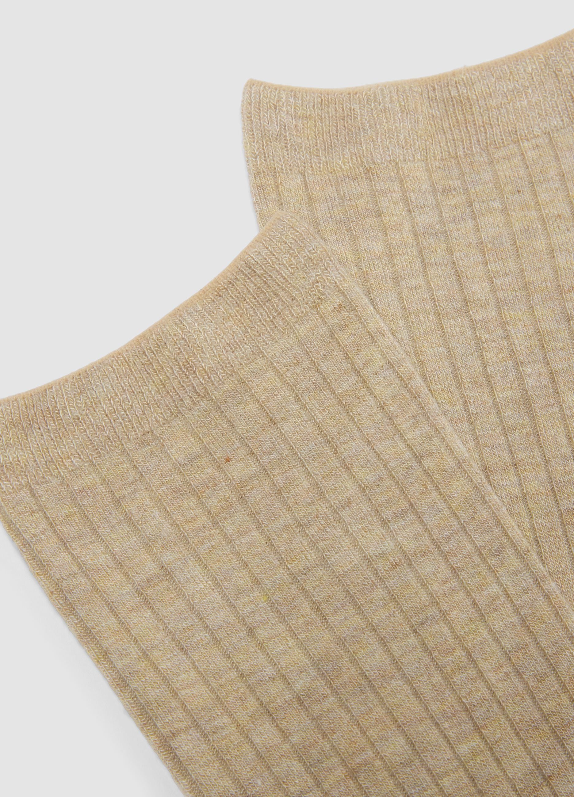 Beige Long Socks in Stretch Viscose Blend