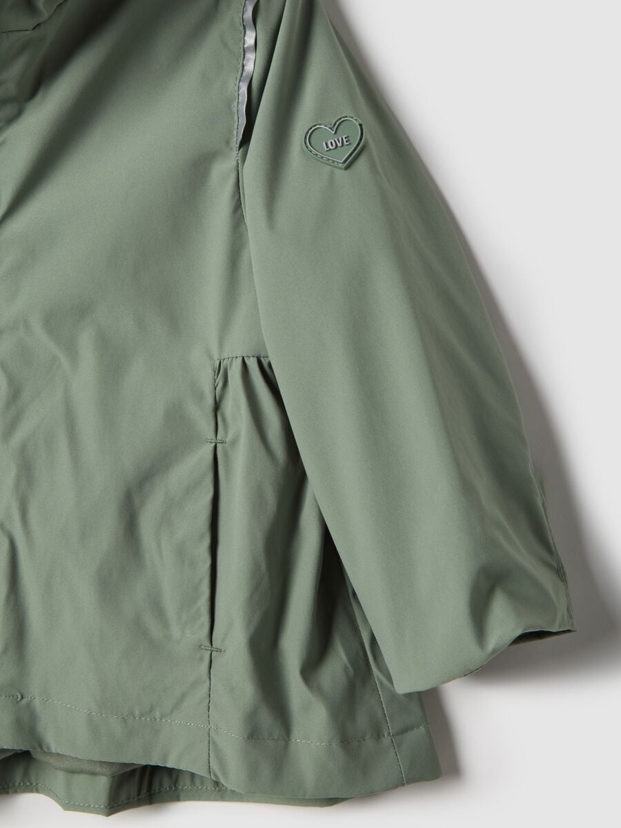 Regular fit green jacket with hood for baby_3