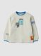 Boys' long-sleeved pure cotton printed T-shirt in white, oversized fit_0