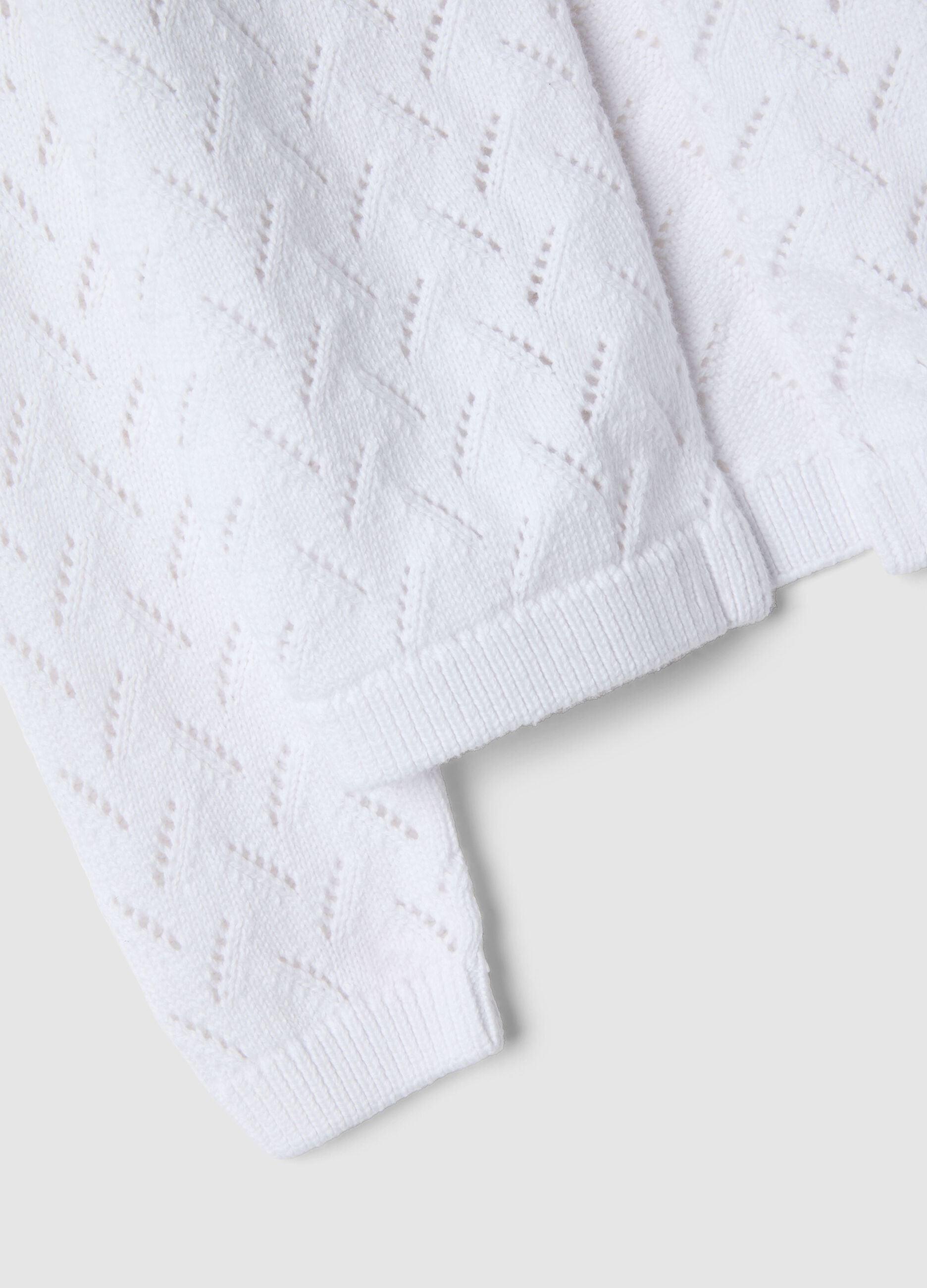 Girls' White Pure Cotton Cardigan Regular Fit with Button