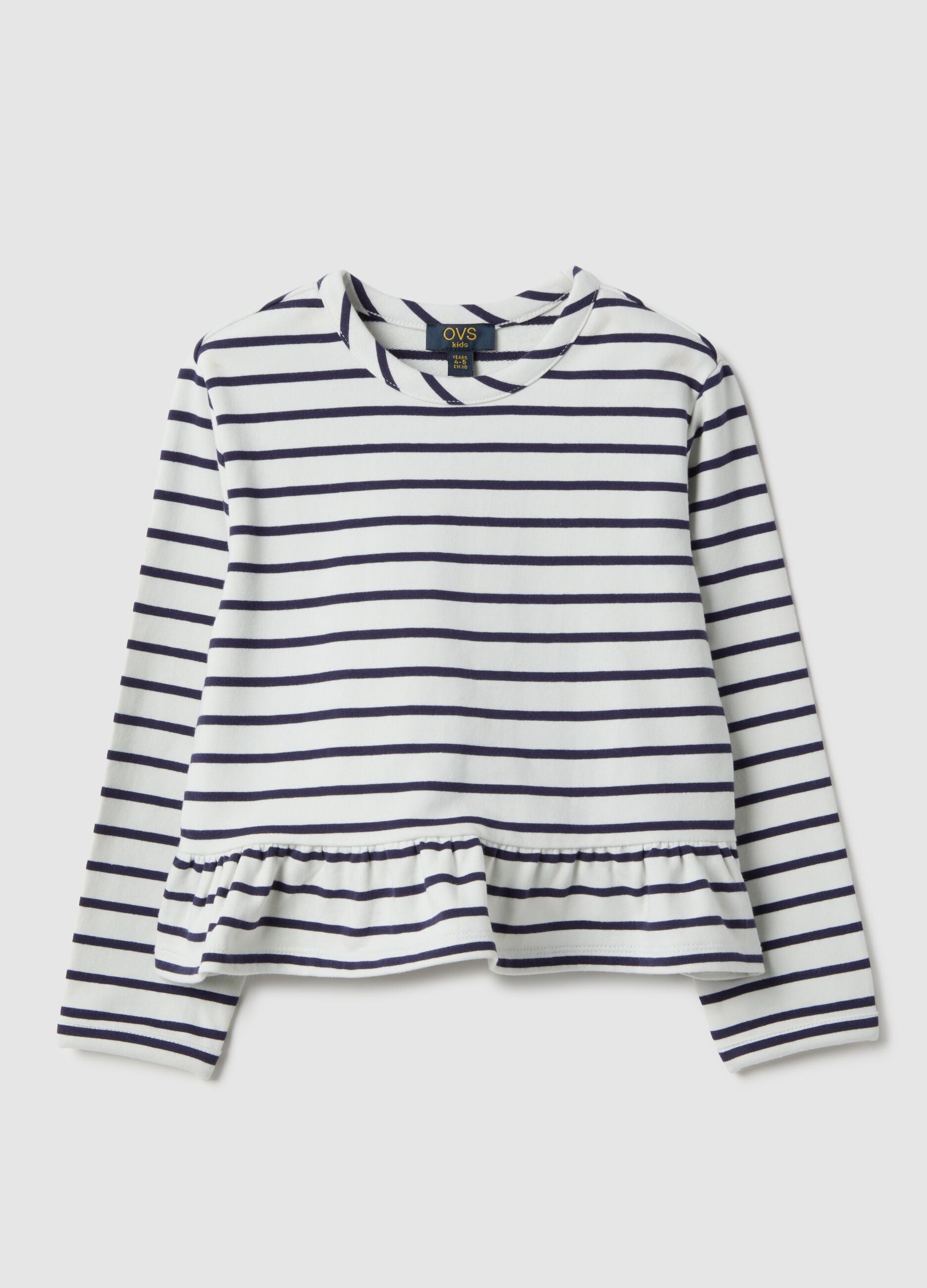 Girls' multicolour striped cotton blend top with fitted silhouette