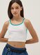 Girls' fitted white stretch cotton tank top with flower_2