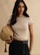 Beige stretch cotton fitted t-shirt_0