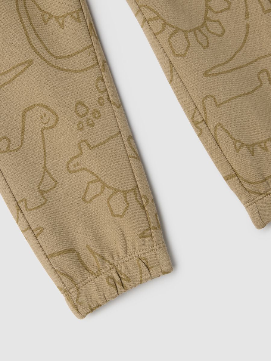 Beige pure cotton boys' trousers regular fit with prints_3