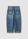 Blue pure cotton straight-fit jeans with belt loops for girls_5