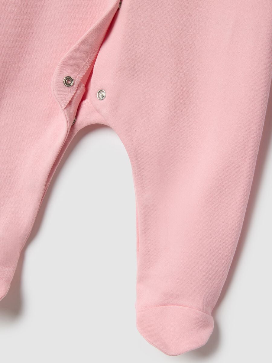 Twin Pack of Pink and White Pure Cotton Baby Sleepsuits_3
