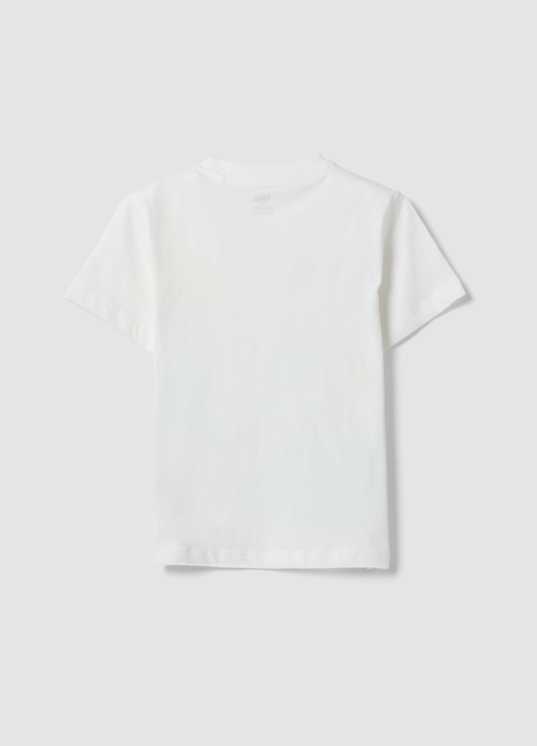 White pure cotton boys&rsquo; T-shirt with surf print, regular fit