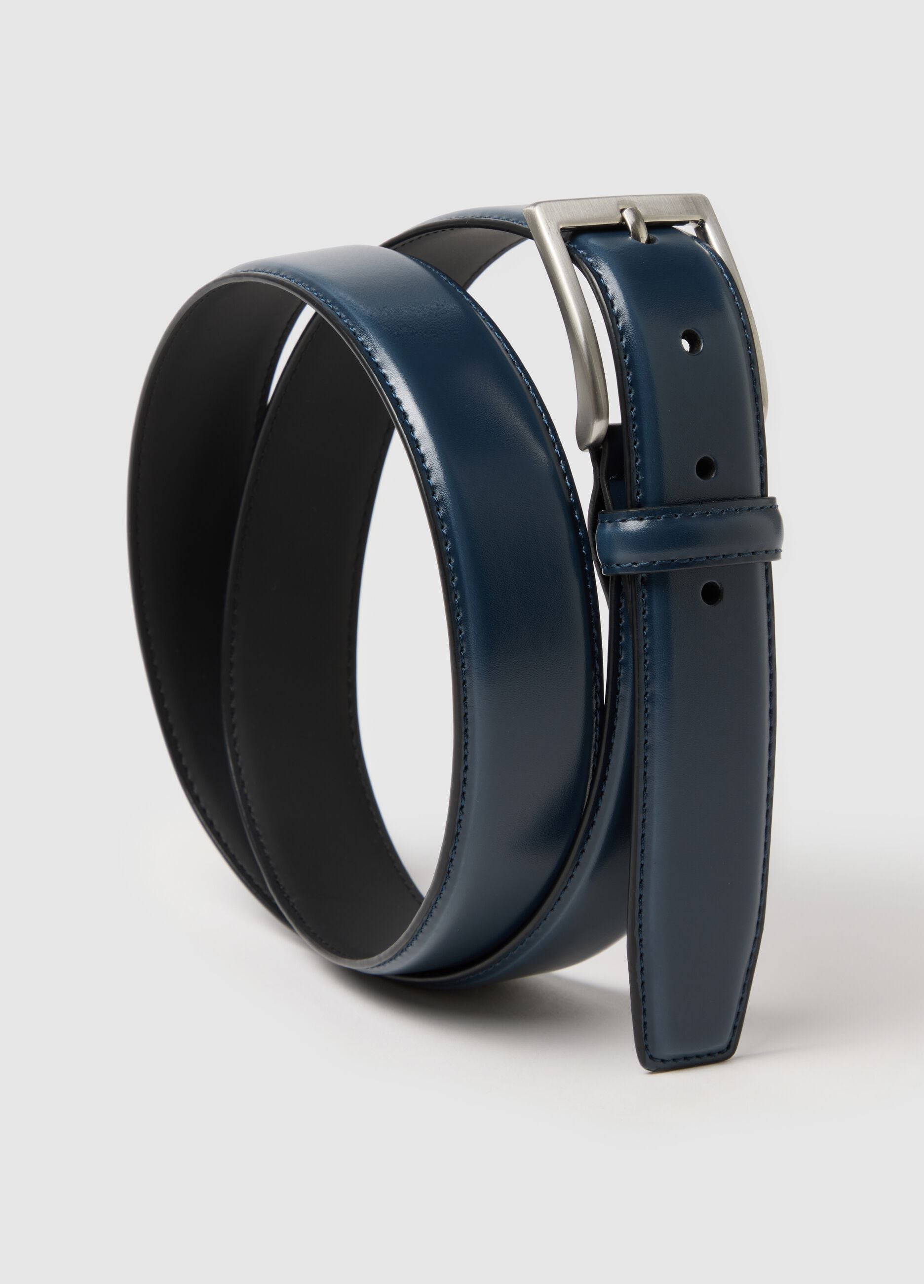Blue genuine leather belt