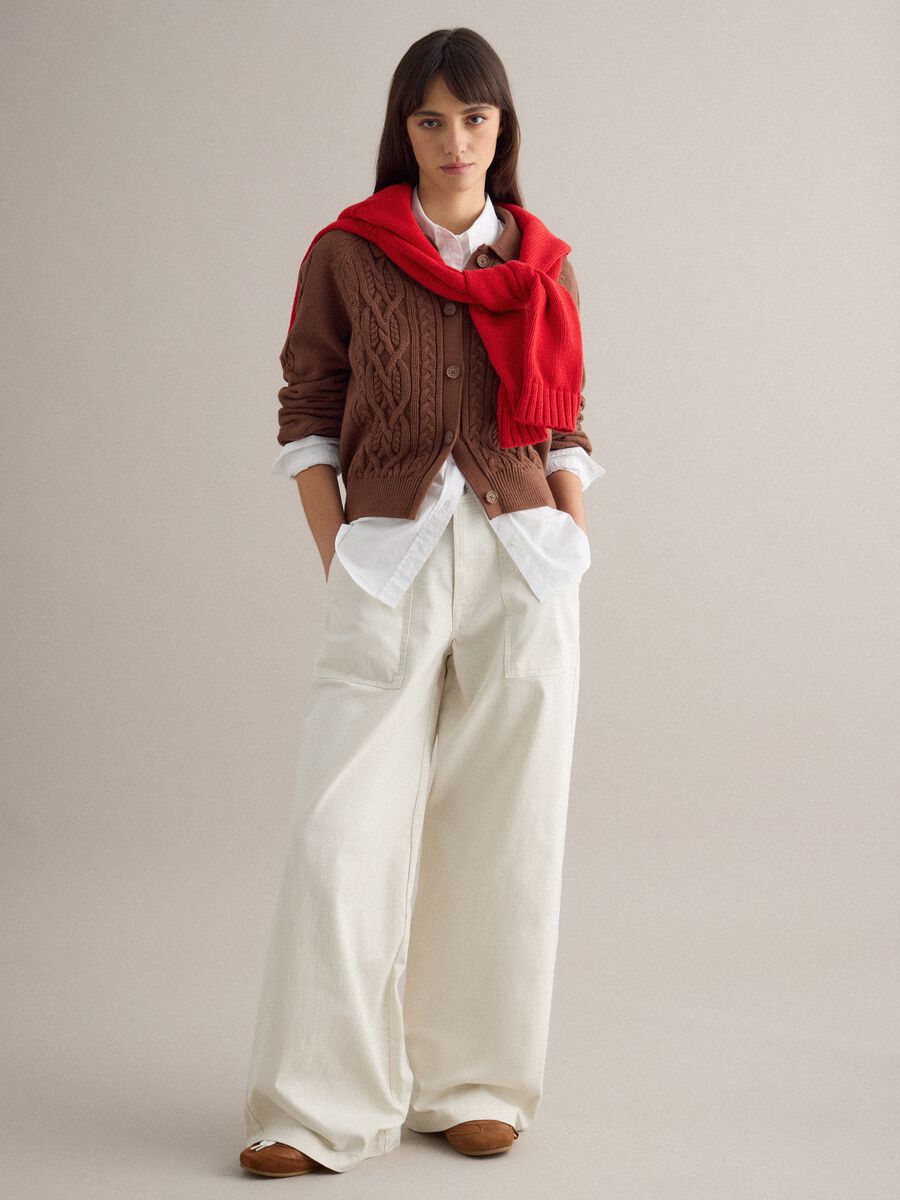 Regular fit brown pure cotton cardigan_2