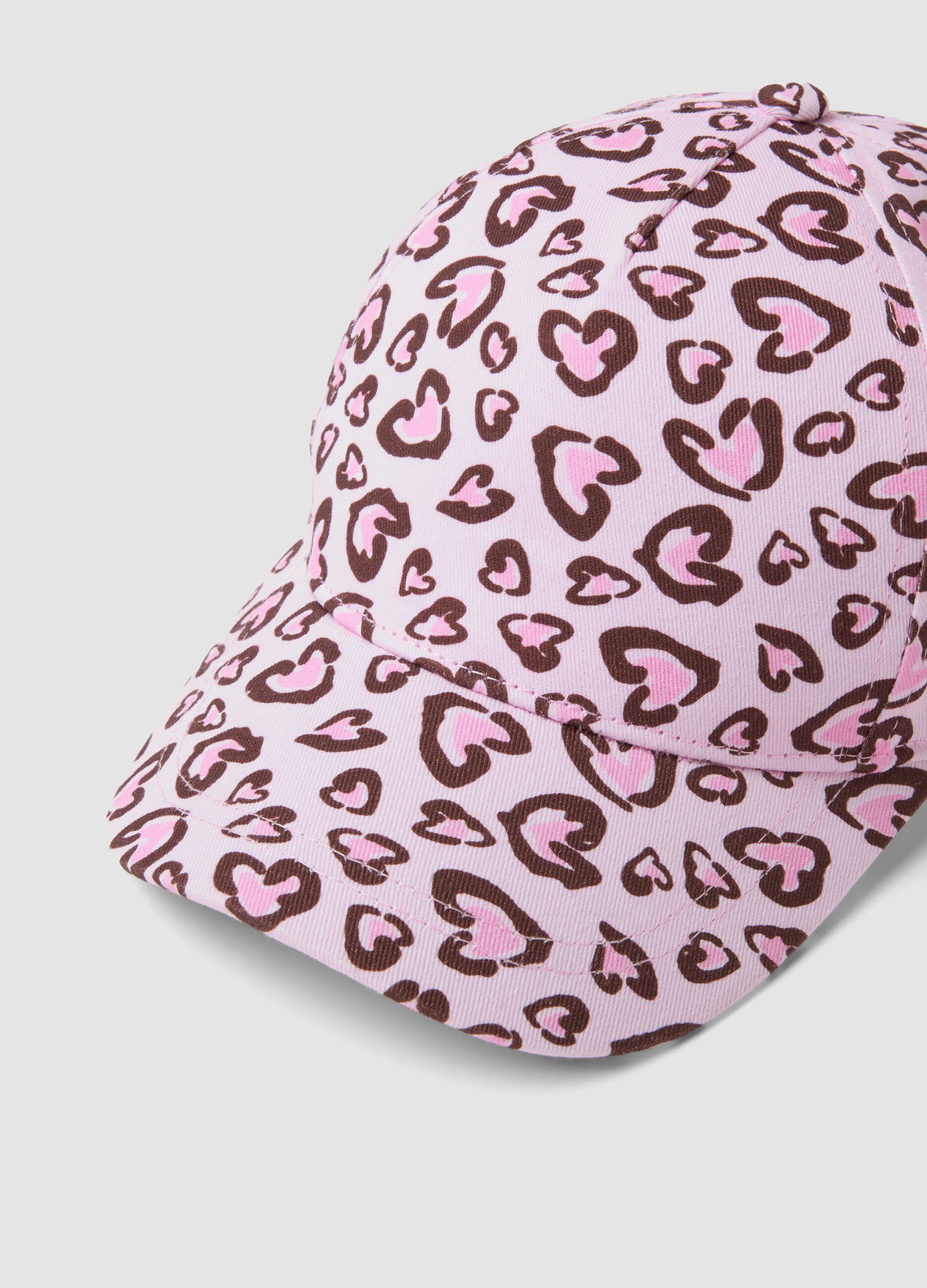 Girls&rsquo; multicolour pure cotton baseball cap with hearts