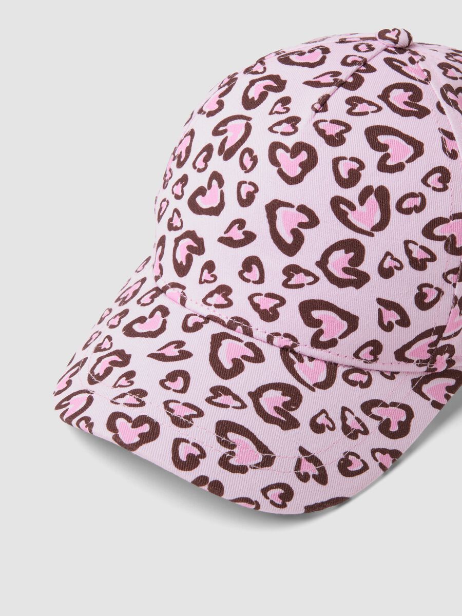 Girls&rsquo; multicolour pure cotton baseball cap with hearts_1