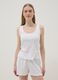 Sleeveless white regular fit cotton pyjama t-shirt_0