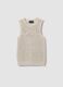 Fitted beige cotton blend mesh vest_5