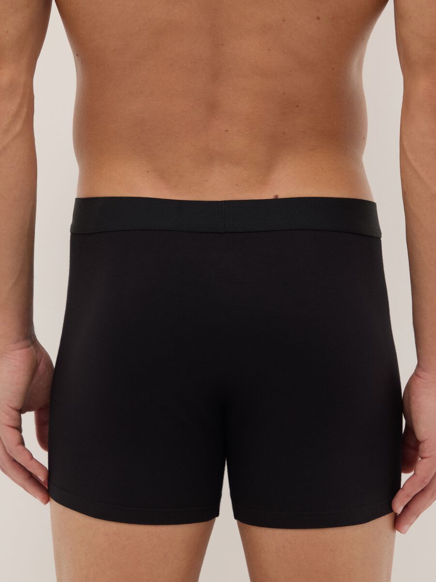 Tripack boxer midi neri in cotone organico elasticizzato regular fit_2