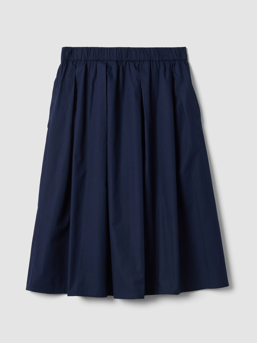 Blue pure cotton midi skirt_4