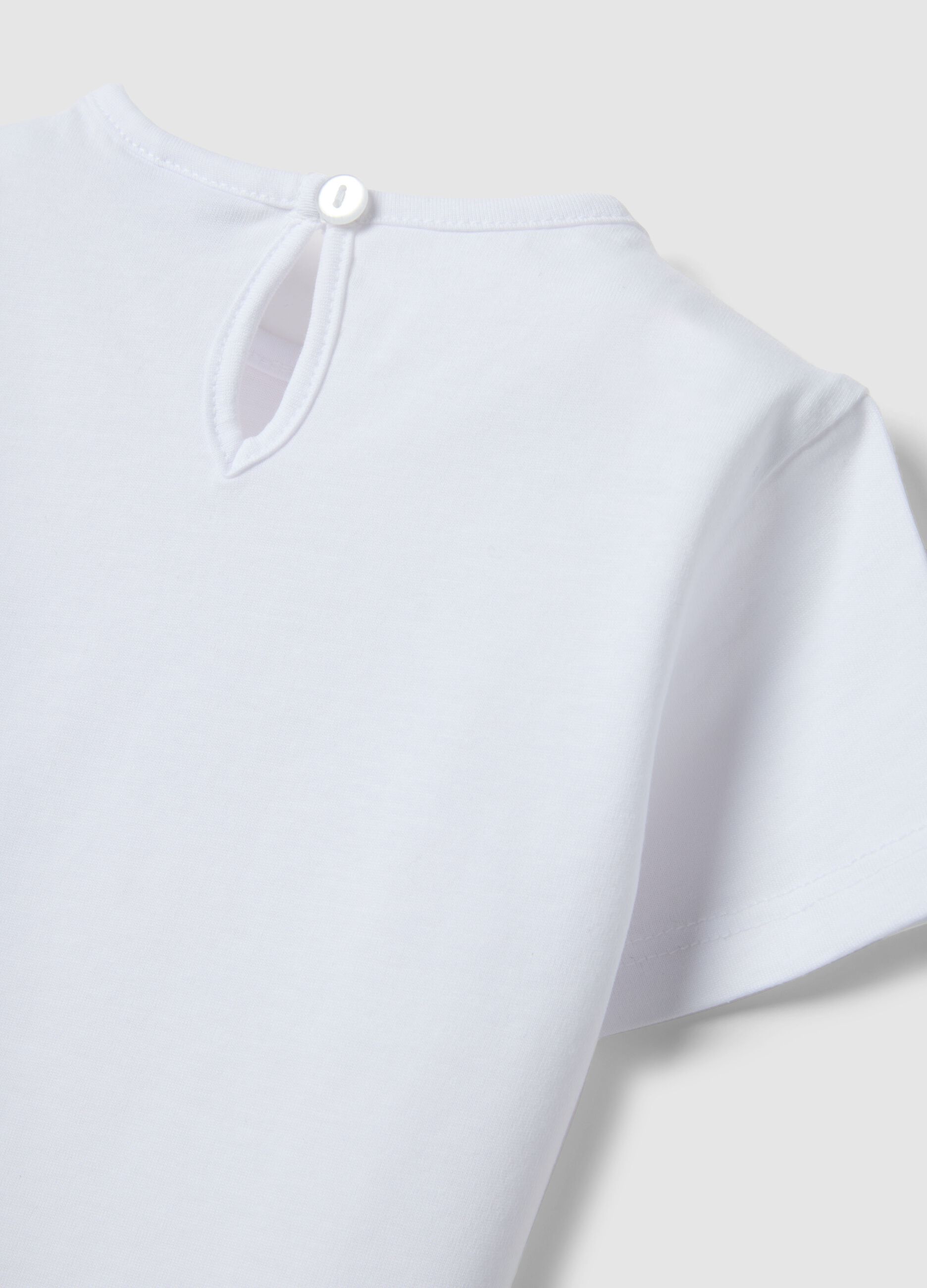Regular fit pure cotton white t-shirt for girls with prints