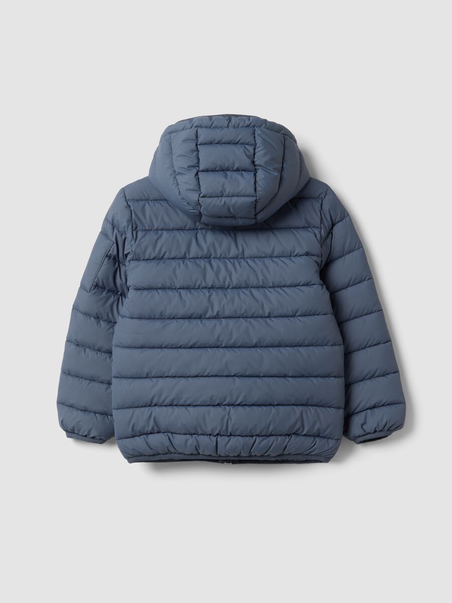 Grey ultralight padded hooded zip jacket for boys_1