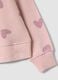 Pink pure cotton sweatshirt with heart print and crew neck for girls_2