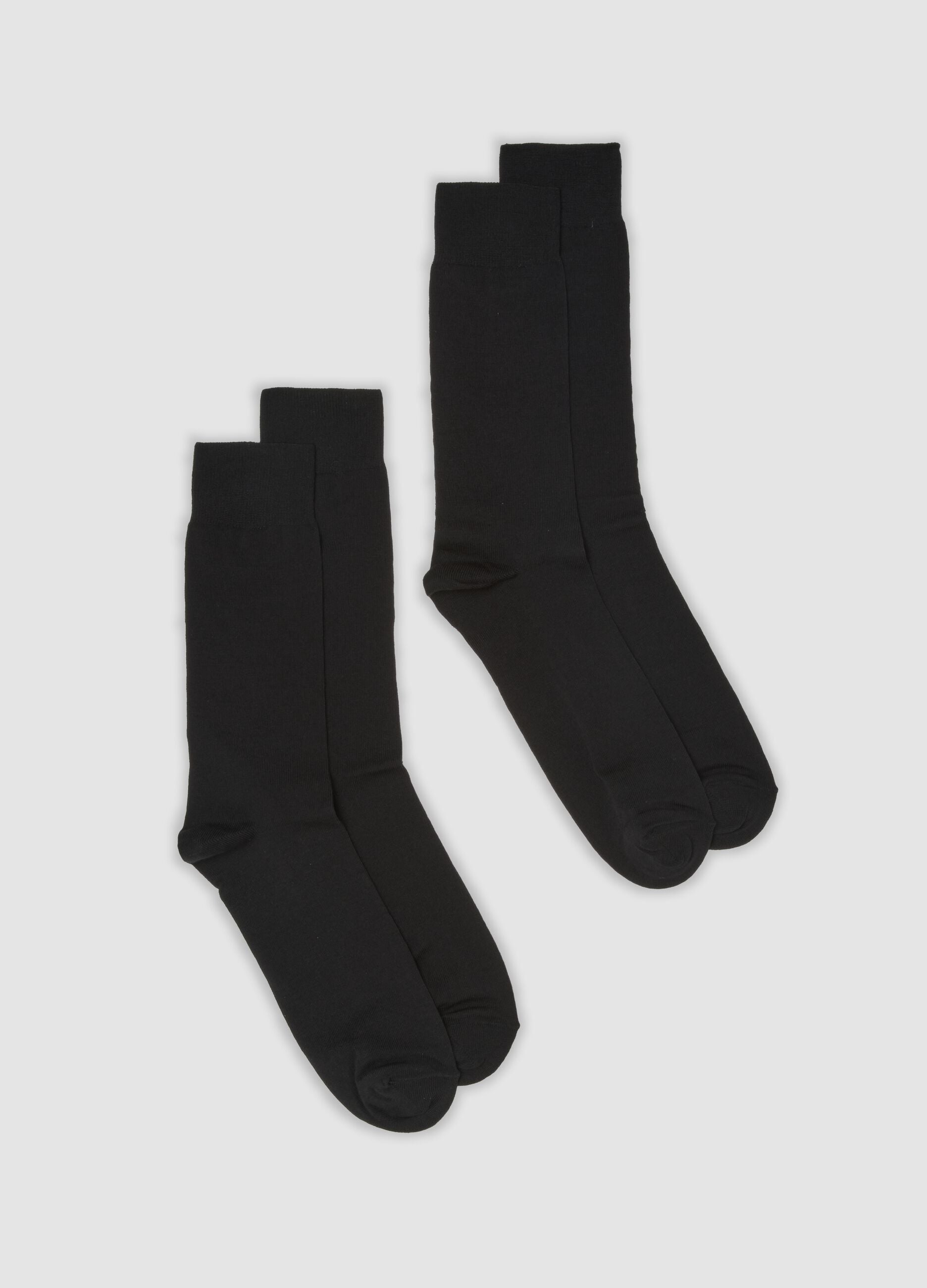 Bipack di calze midi nere in cotone elasticizzato