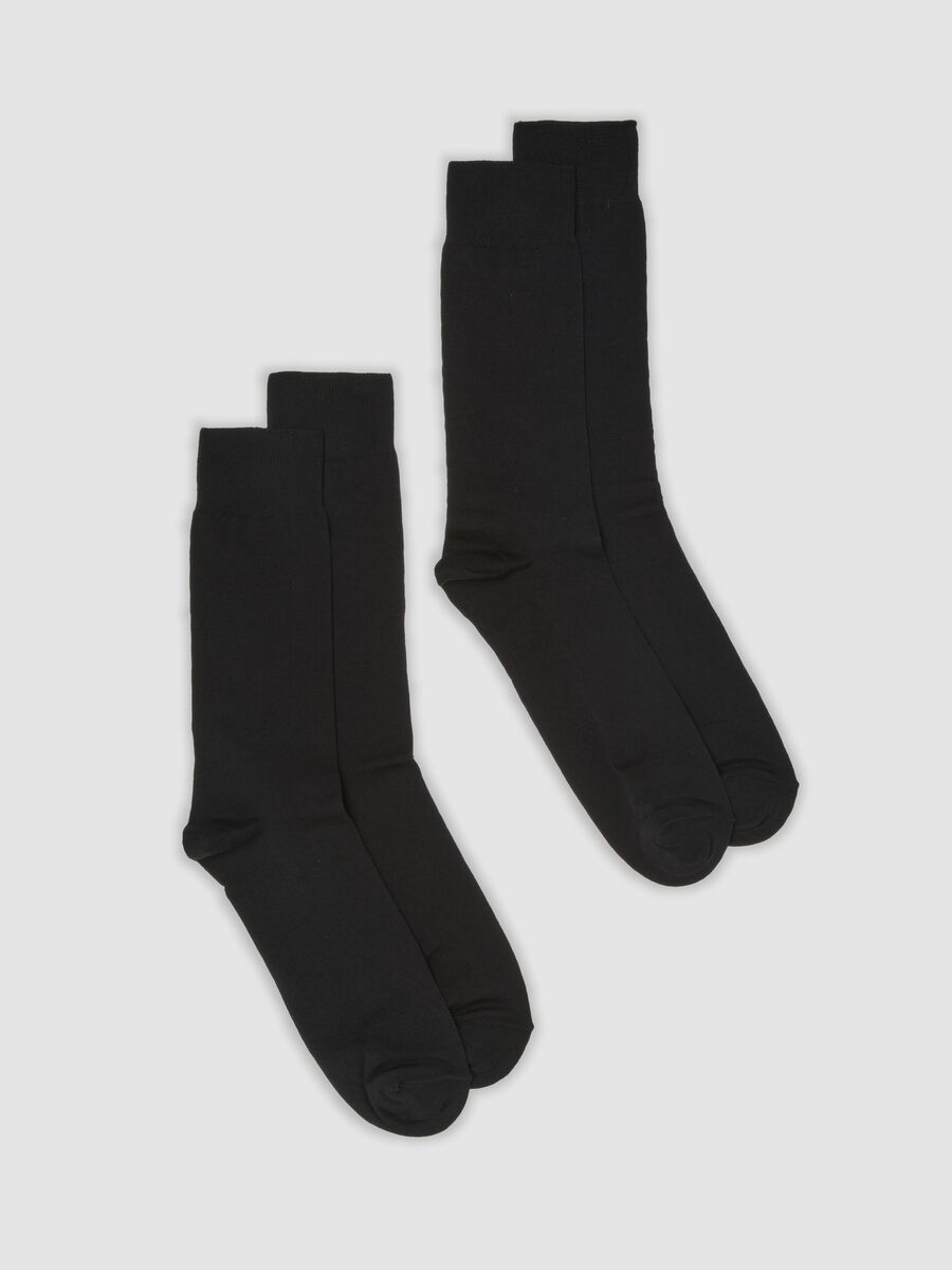 Bipack di calze midi nere in cotone elasticizzato_0