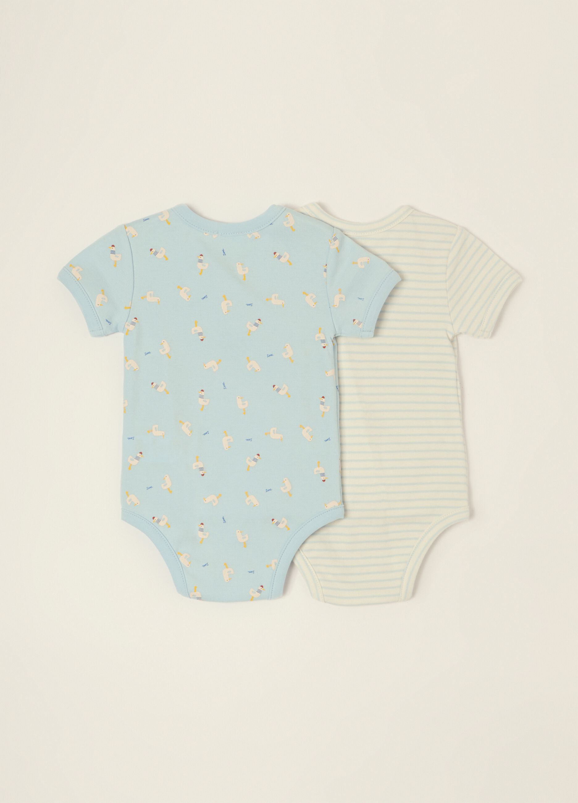 2-pack of multicolour pure cotton baby bodysuits with cute print