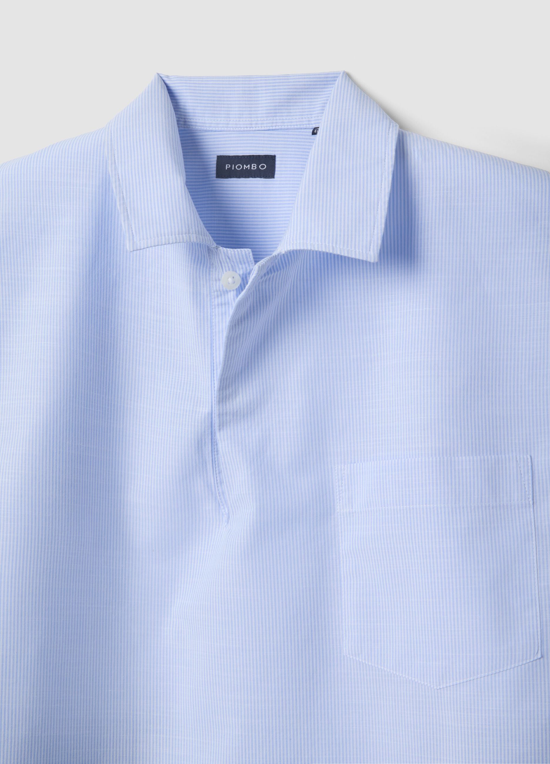 Short-sleeved pure cotton multicoloured striped shirt regular fit